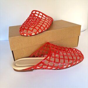 Vince Barcelona Jelly Cage Mules Tomato Red Slip on Sandals Size 9